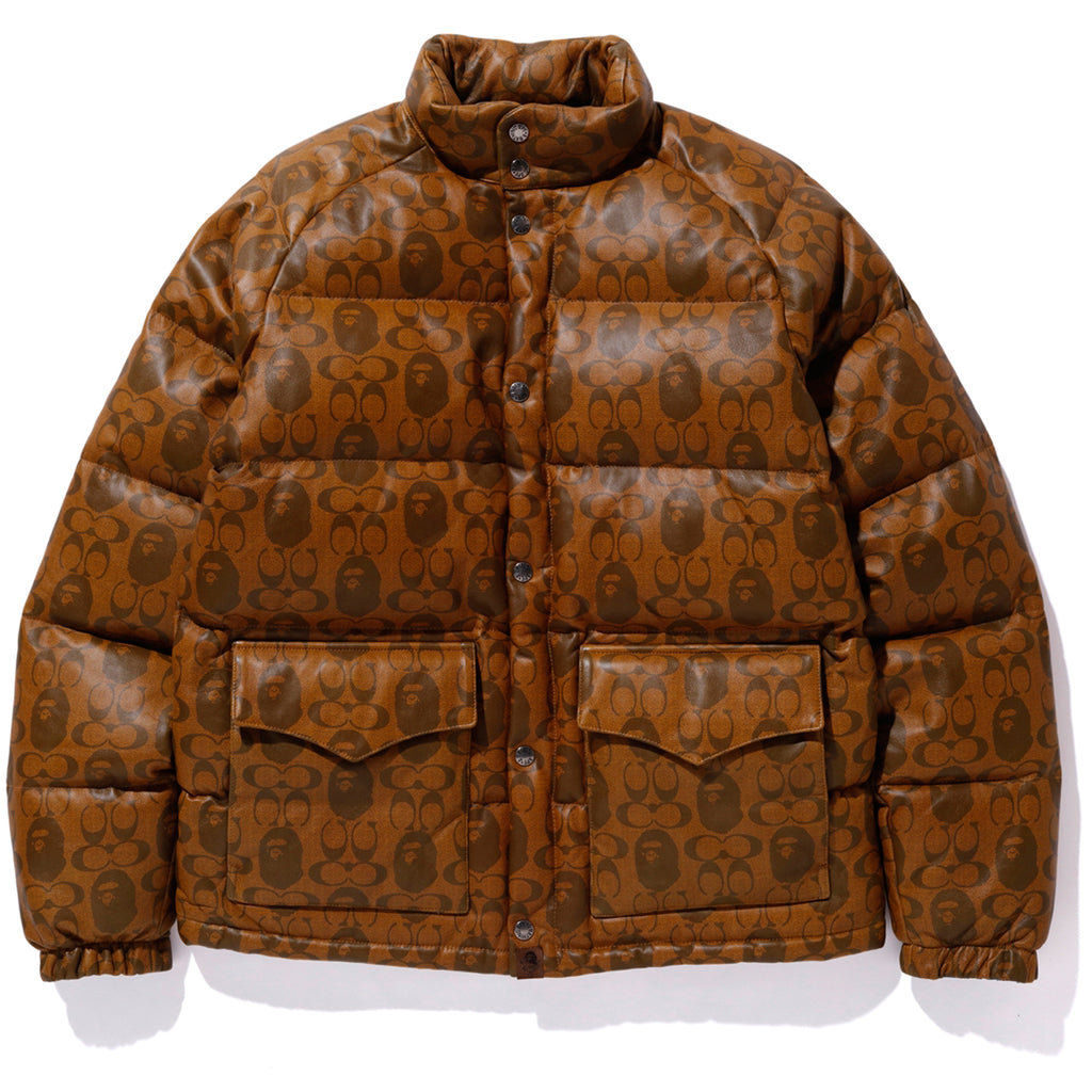 bape leather classic down jacket