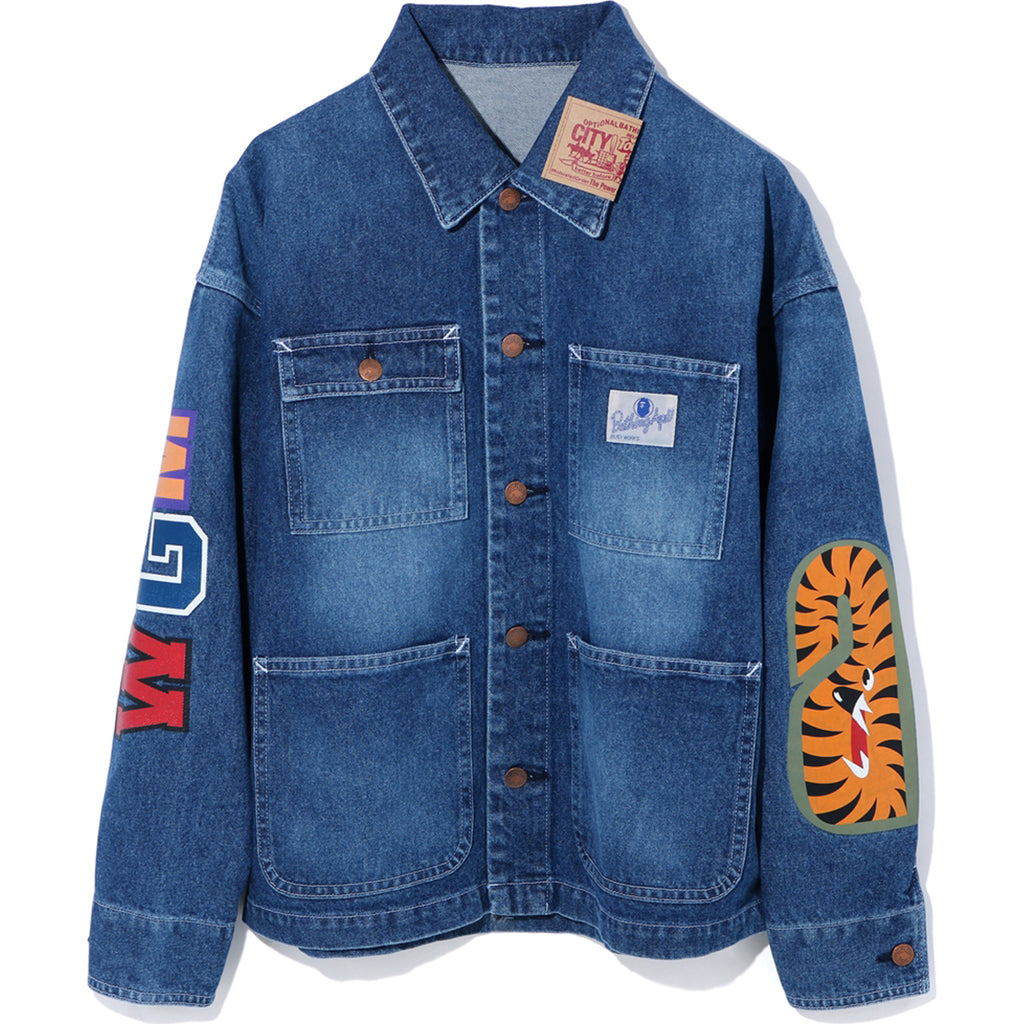 bape denim jacket shark