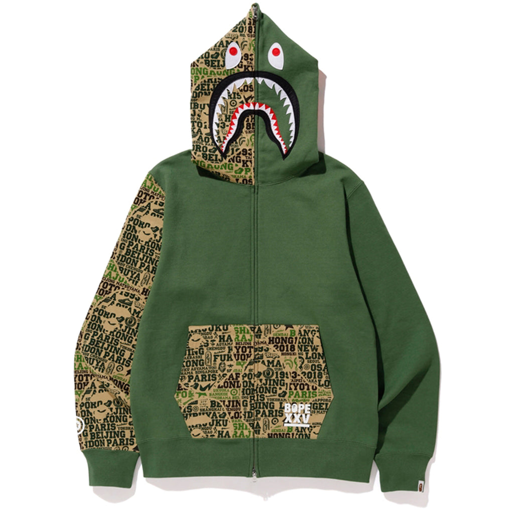 bape shark hoodie camo green