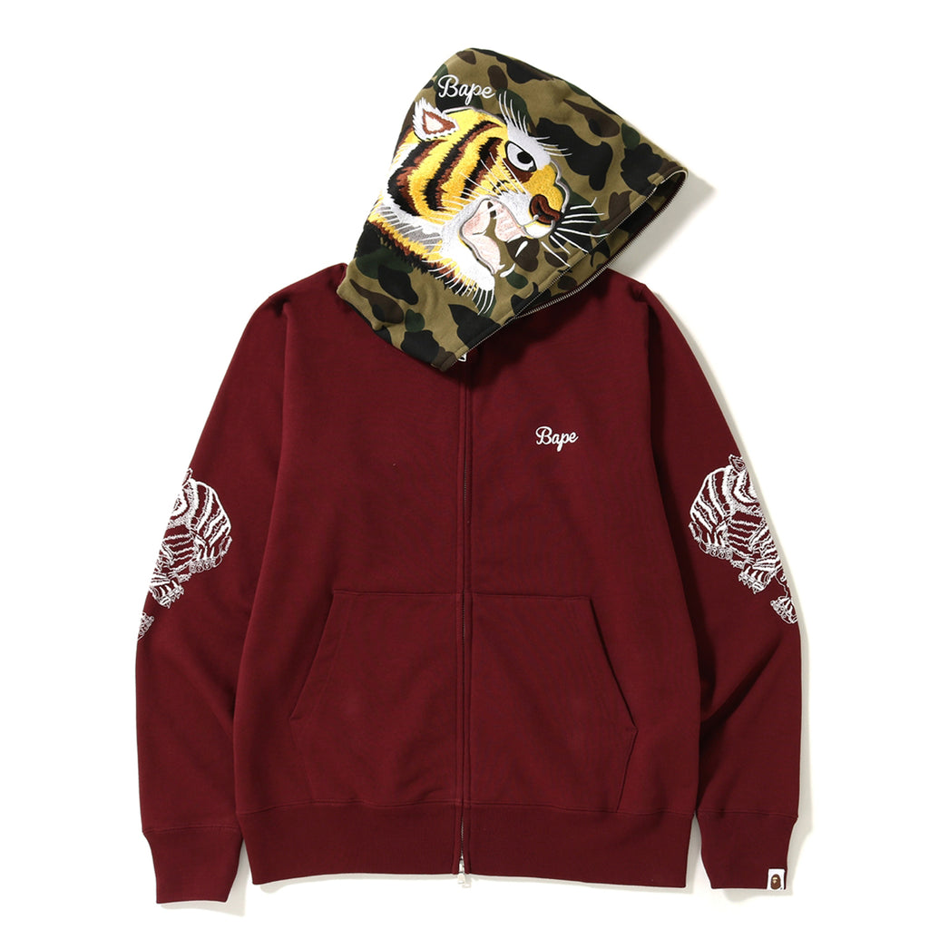 TIGER EMBROIDERY FULL ZIP HOODIE MENS | us.bape.com