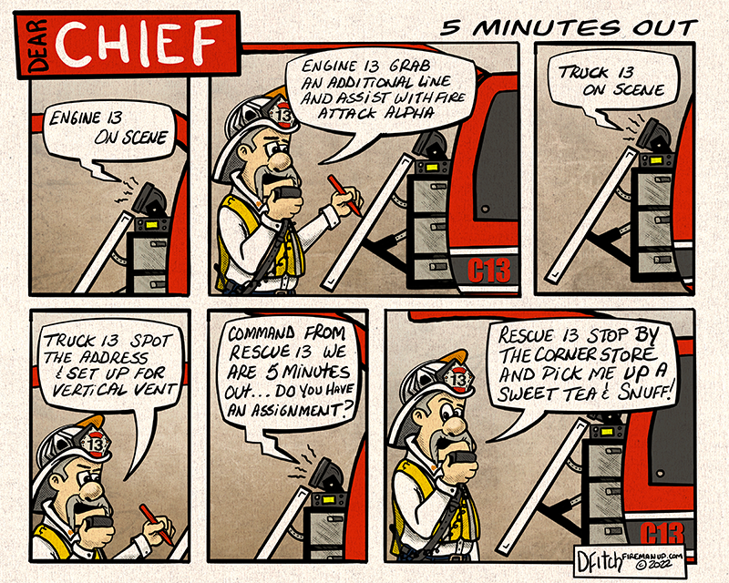 Dear Chief Firefighter Cartoon Comic Fireman Up