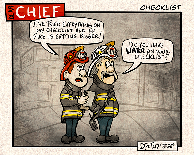 Checklist Fireman Up Firefighter Cartoon Fire Comic