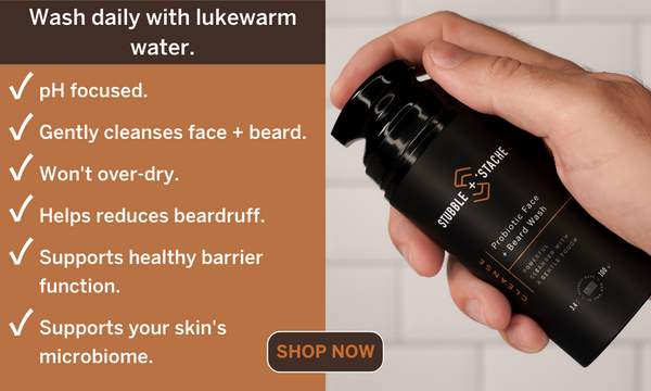 Use a beard and face wash to help treat beard dandruff