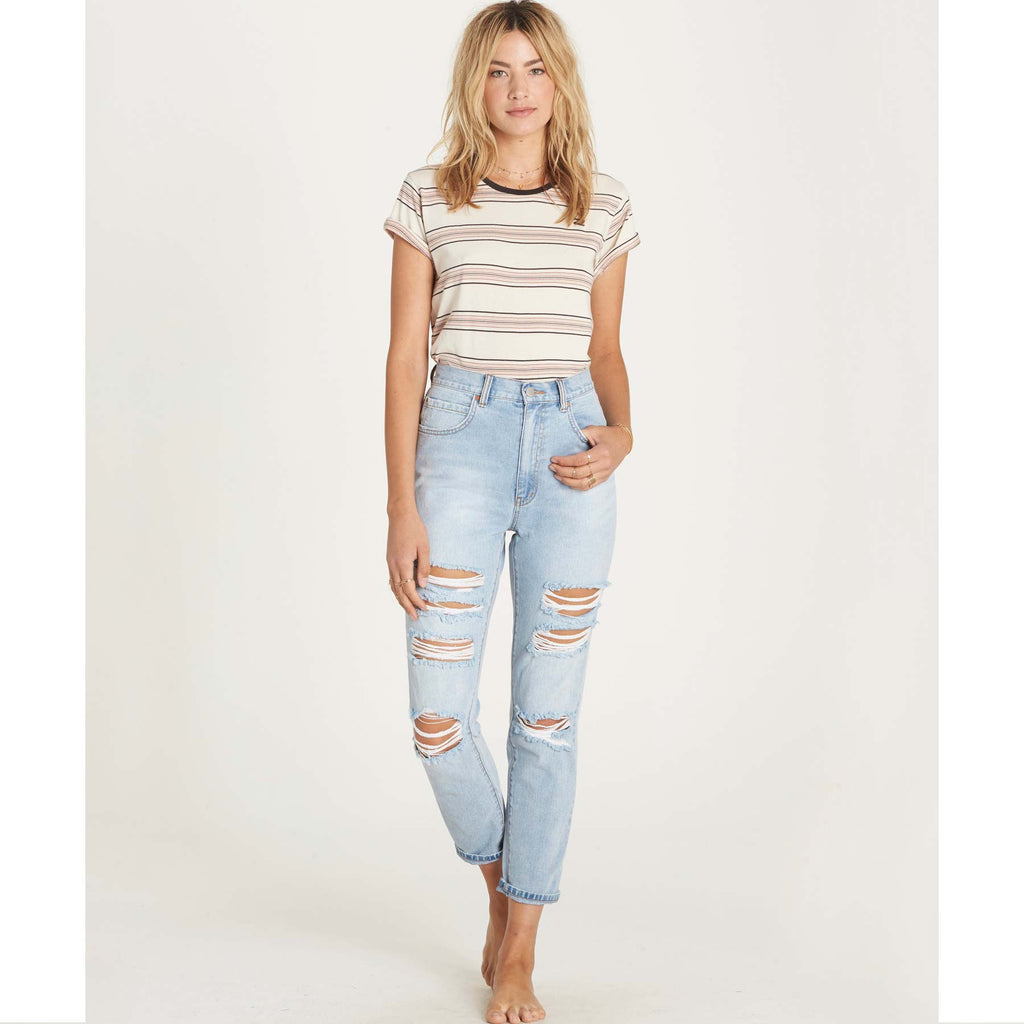 Billabong Women's Cheeky Denim High Waisted Destructed Jeans | Water