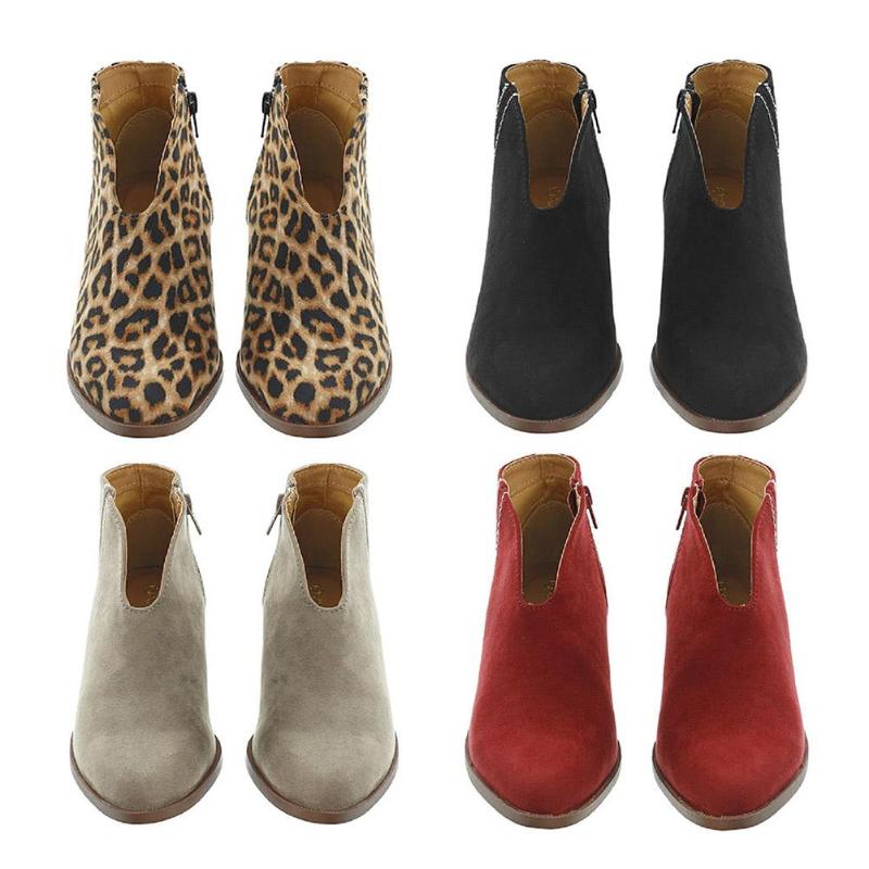 low heel leopard ankle boots