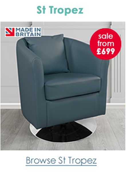 St Tropez Genuine Leather Swivel Tub Chair