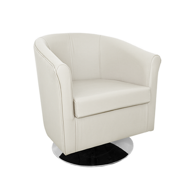 Tuscany Crib 5 Style White Genuine Leather Swivel Tub Chair Tubz Uk