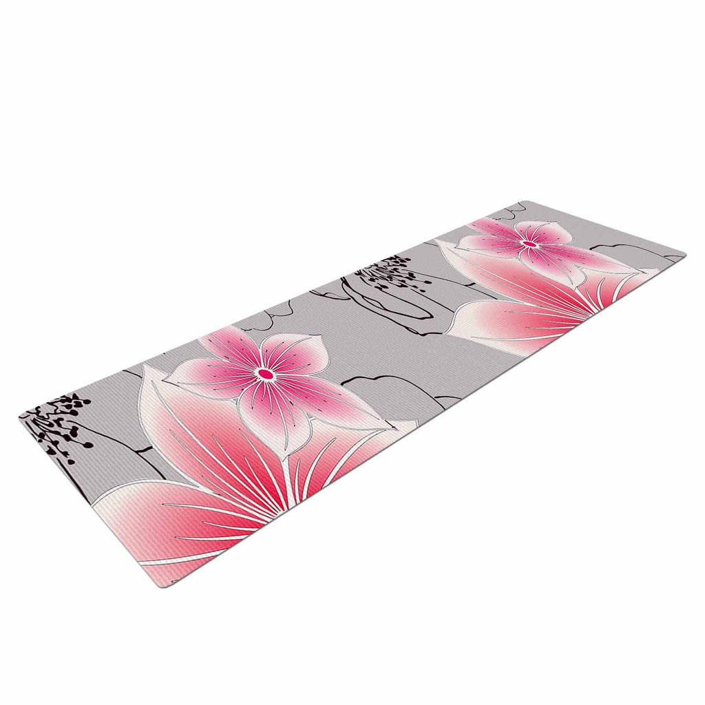 Grey And Pink Floral Yoga Mat By Alison Coxon Kess Inhouse