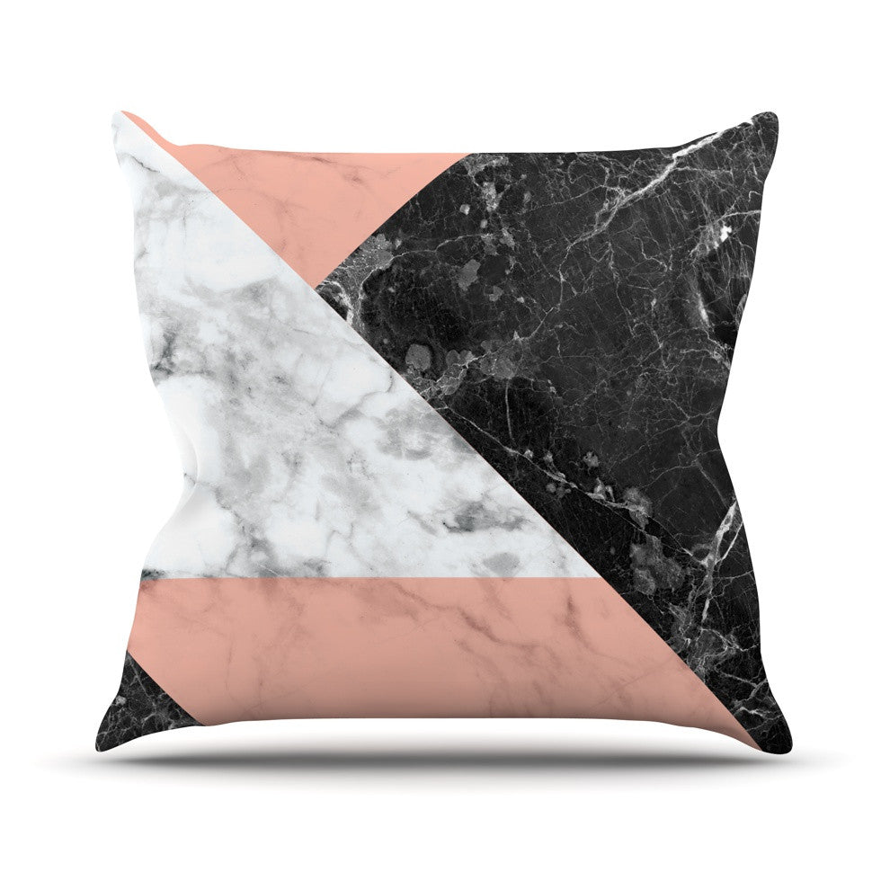 Geo Marble And Coral Throw Pillow By Kess Original Kess Inhouse