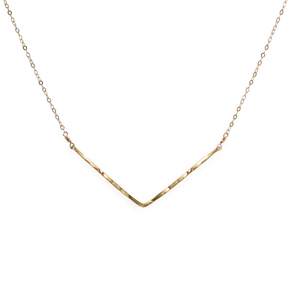 14K Gold V Shaped Necklace Chevron Necklace Dainty V -  Israel