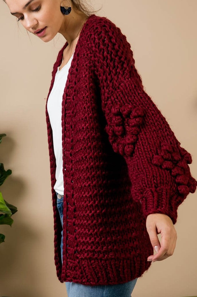 burgundy cardigan