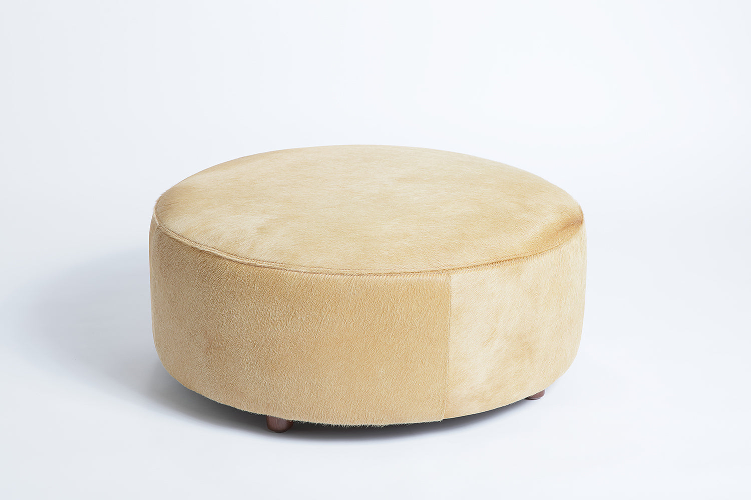 Beige Round Cowhide Ottoman Stool Pouf Coffee Table Homelosophy