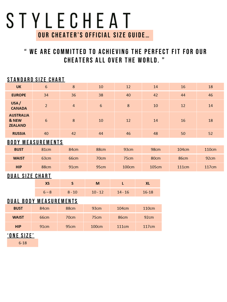 Size chart – Style Cheat