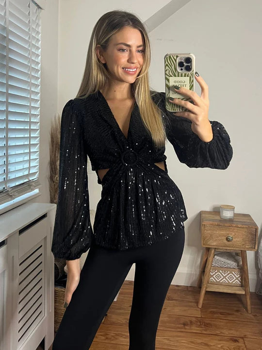 black sequin top