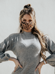 Brown Leopard Print Washable Face Covering