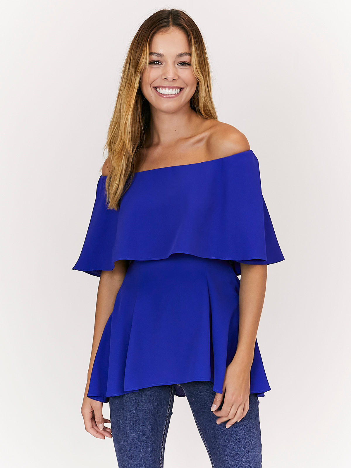 Perri Royal Blue Bardot Top