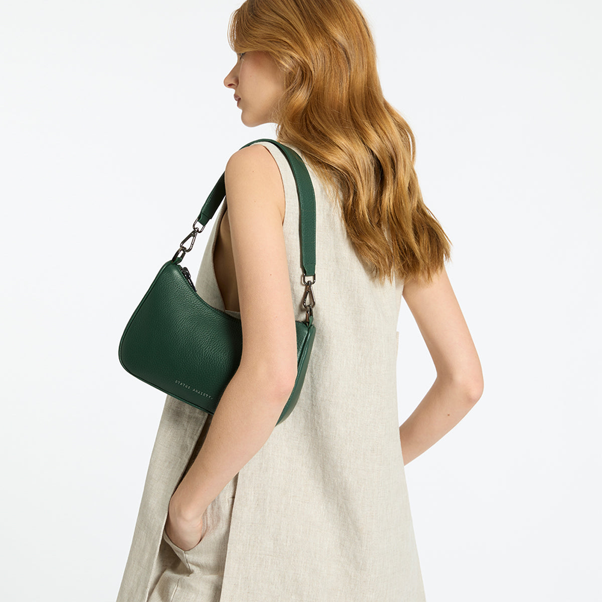 Look Both Ways Women's Green Leather Bag | Status Anxiety®