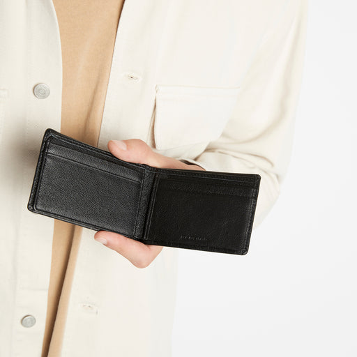 Jonah Men's Black Leather Bi-Fold Wallet | Status Anxiety® Official