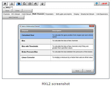 With AiM systems you immediately get Math Channels values: the dash logger can be configured to display those values (i.e. brake bias, calculated gear) in real time.