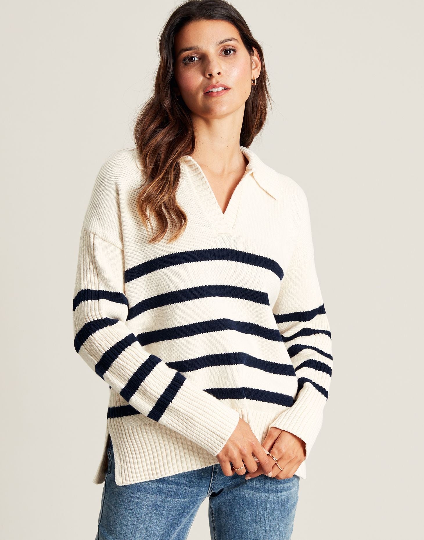 Joules Seaport Womens Chenille Jumper - Cream Navy Stripe - Clothing from  Oakfield