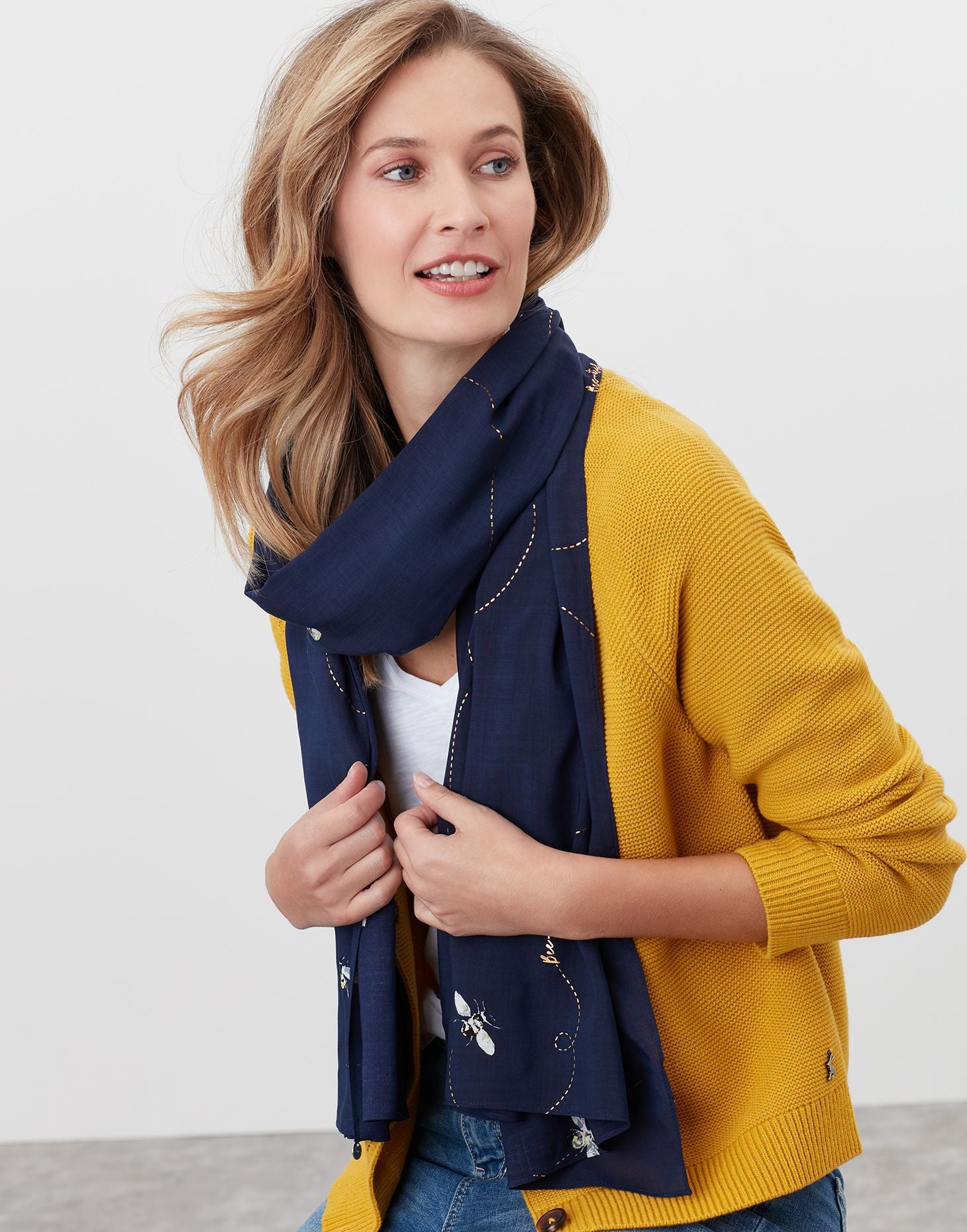 Conway Printed Scarf Navy Bee