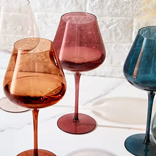 Wine Glass with Pastel Crystal Design