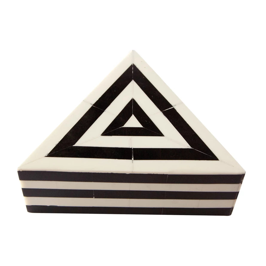 Striped Triangular Box in Black and White
