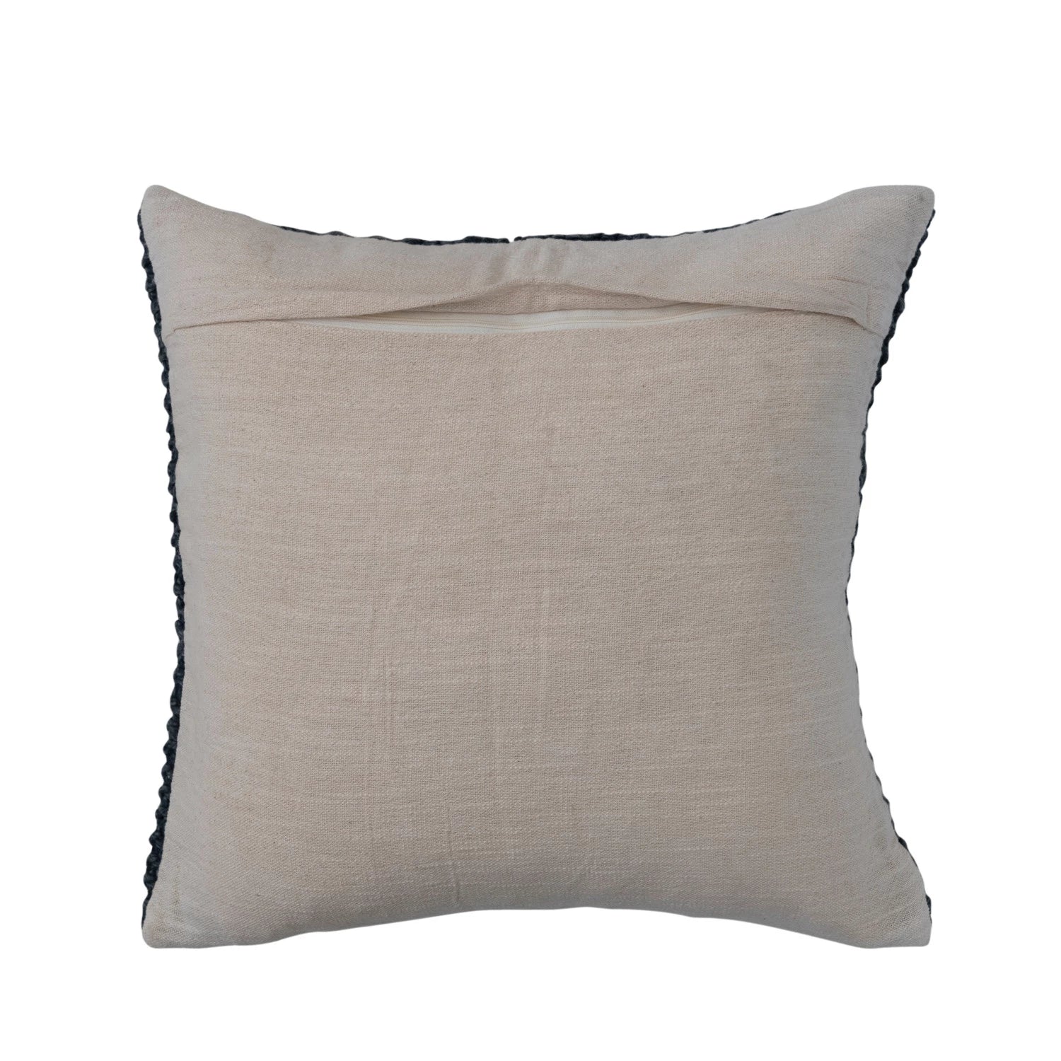 Blue Cable Knit Pillow with Pattern, Woven from Cotton