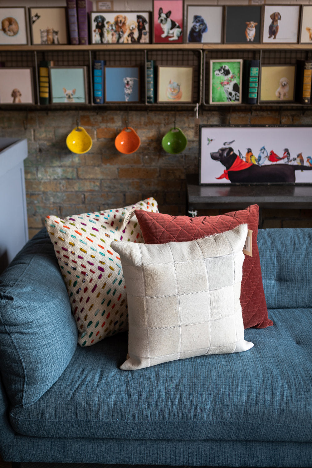 White and red patterned throw pillows