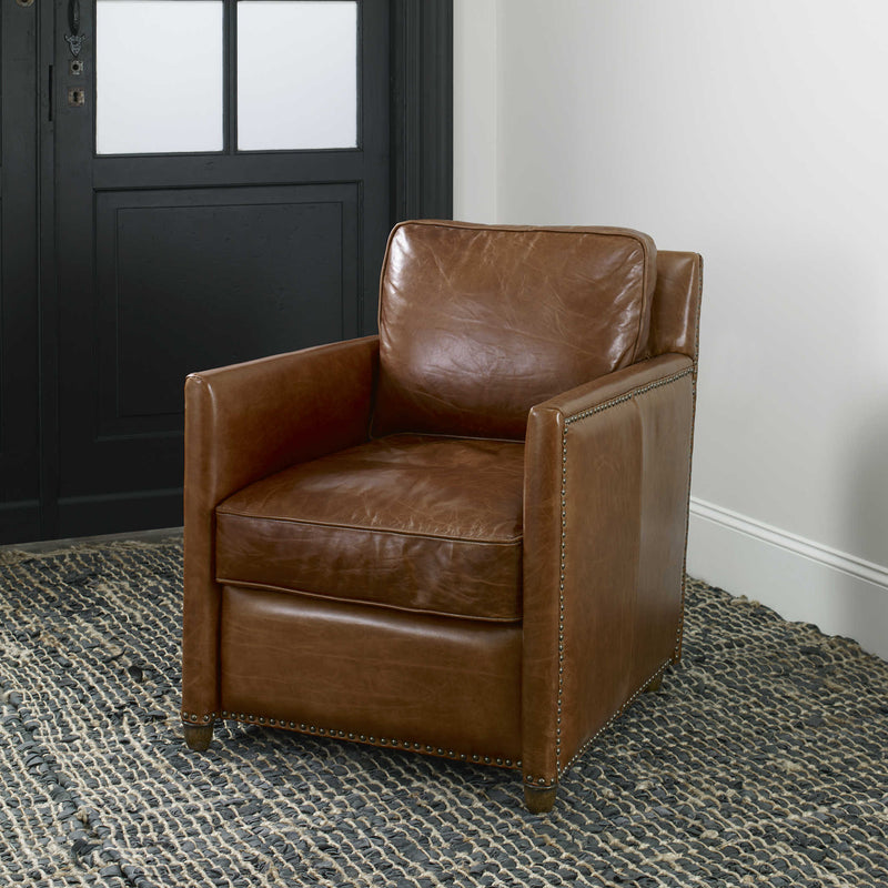 hancock and moore leather chair and ottoman