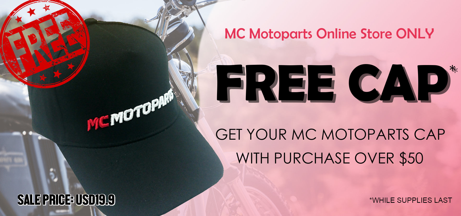 Free MC Motoparts black baseball cap
