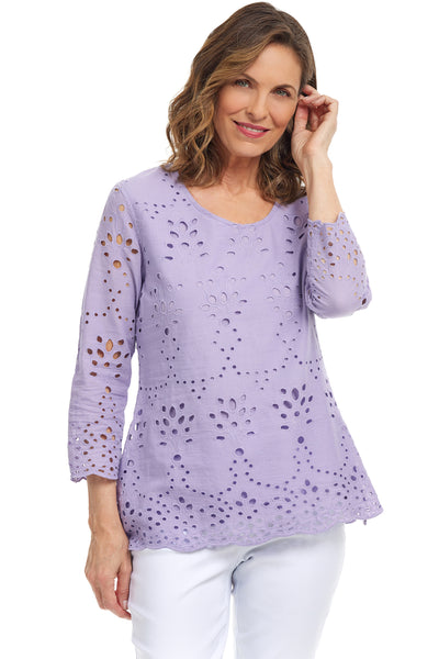 Parsley & Sage Purple Lines Cotton Jersey Top