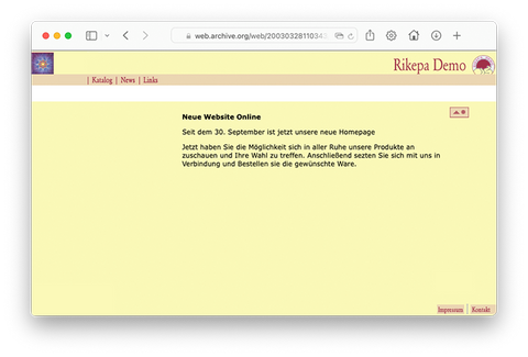 Erste Version der Rikepa Website, 2002.