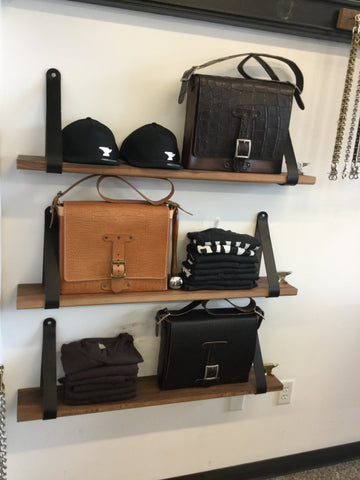 Leather strap shelves