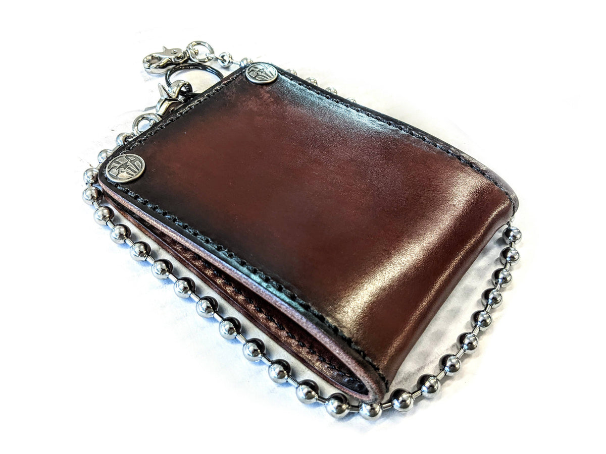 Long Biker Leather Chain Wallet - Natural Cowhide - Anvil Customs