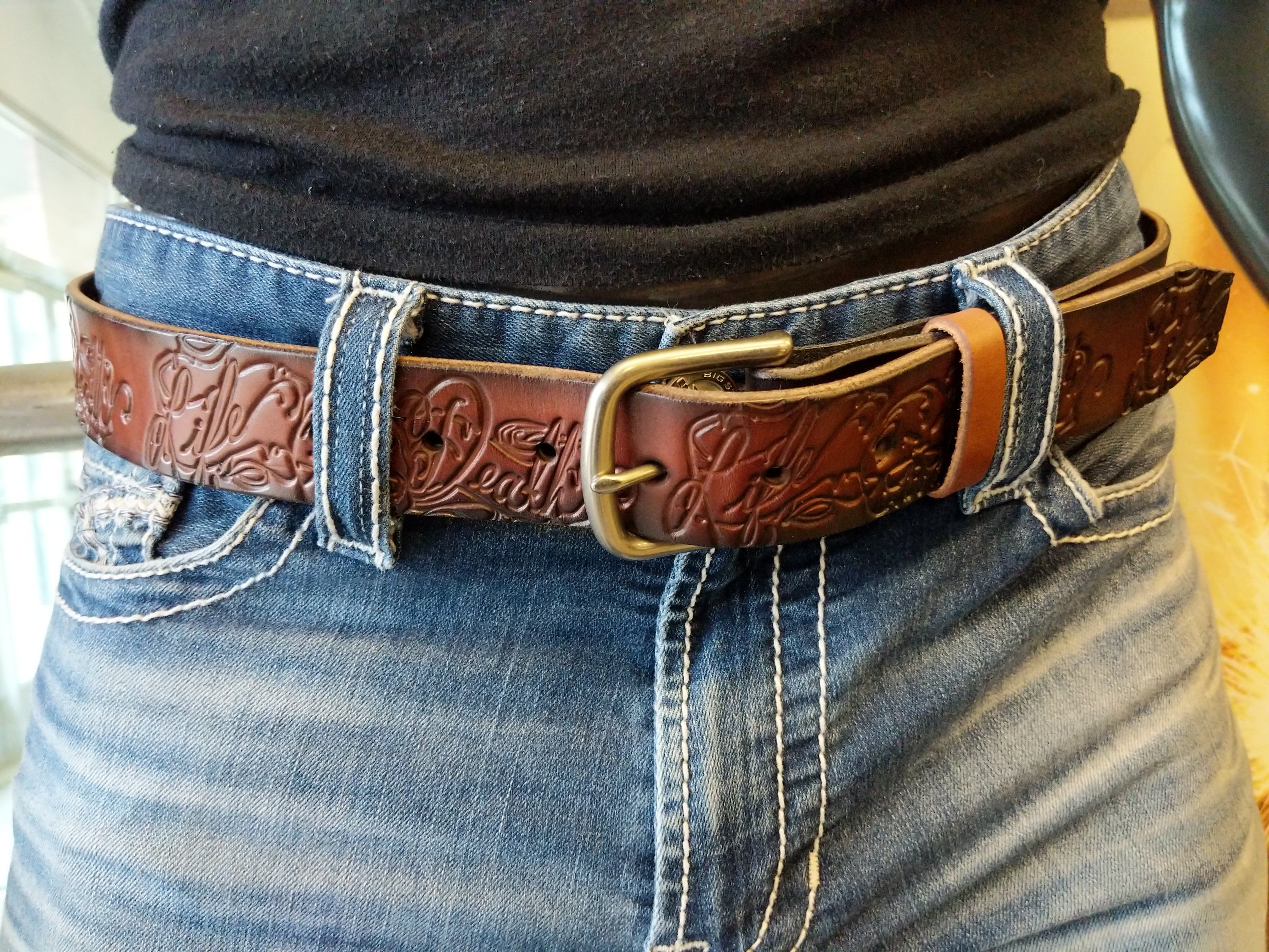 hand tooled leather belts for sale