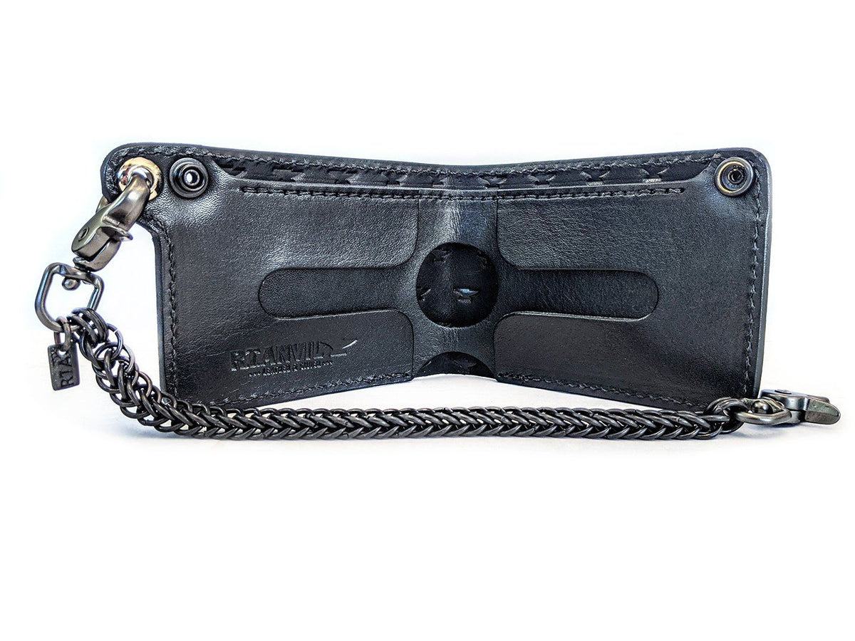 Hand Stained Long Biker Leather Chain Wallet