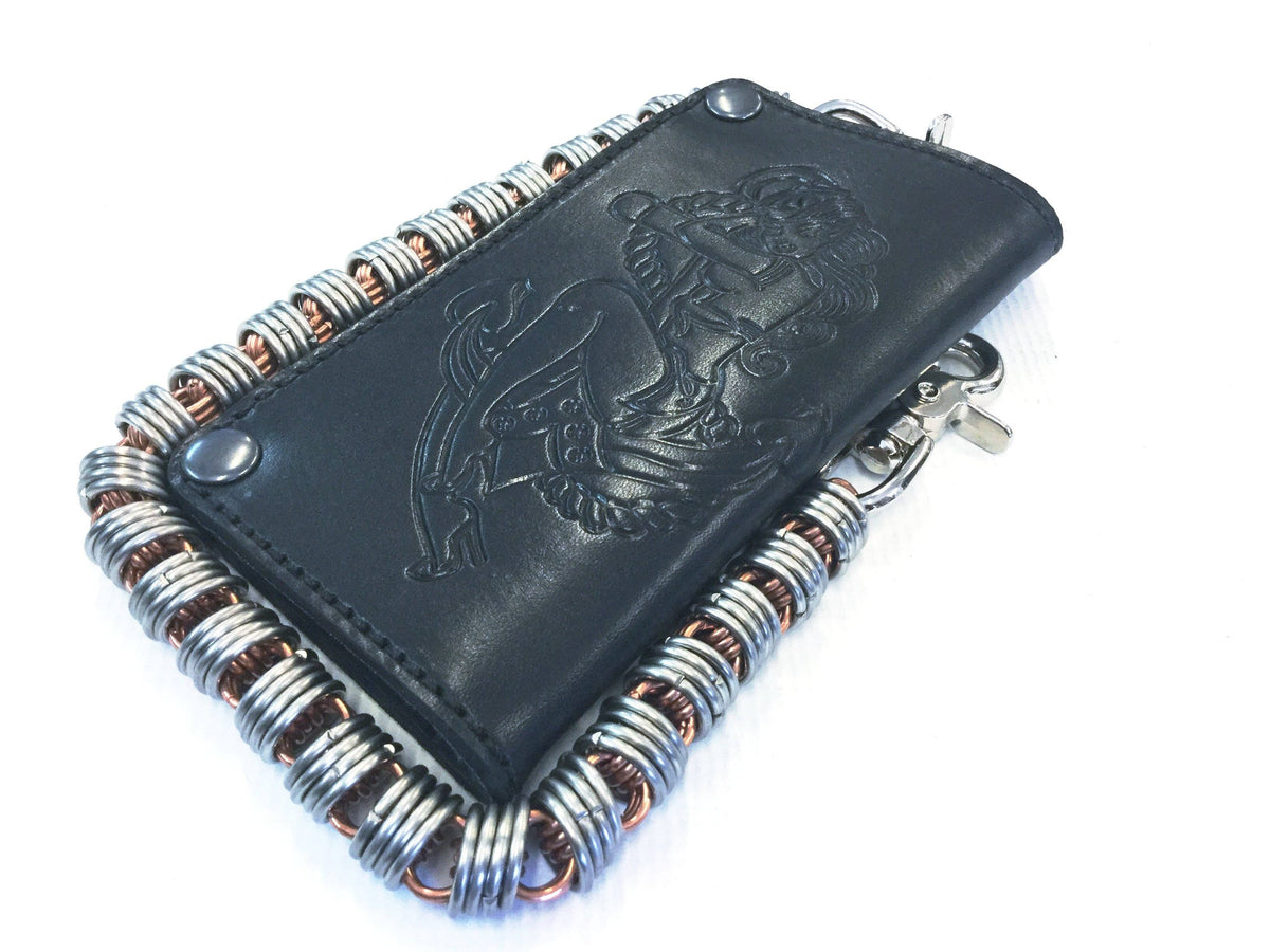 Long Biker Leather Chain Wallet - Natural Cowhide - Anvil Customs