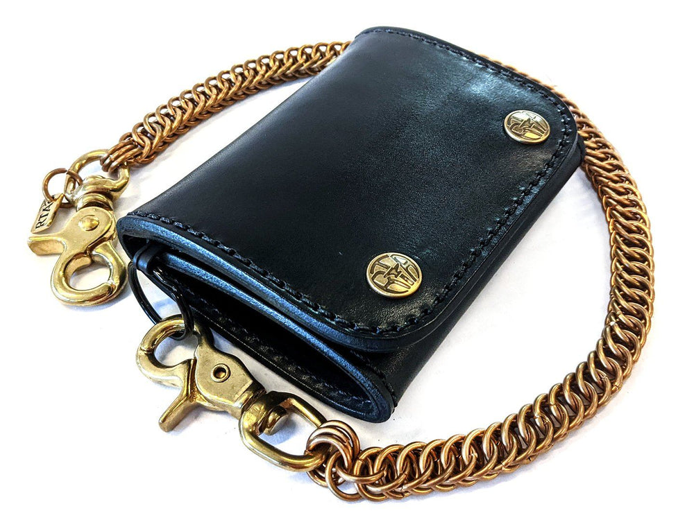 Leather Trifold Chain Wallet [Personalized] [Handmade]