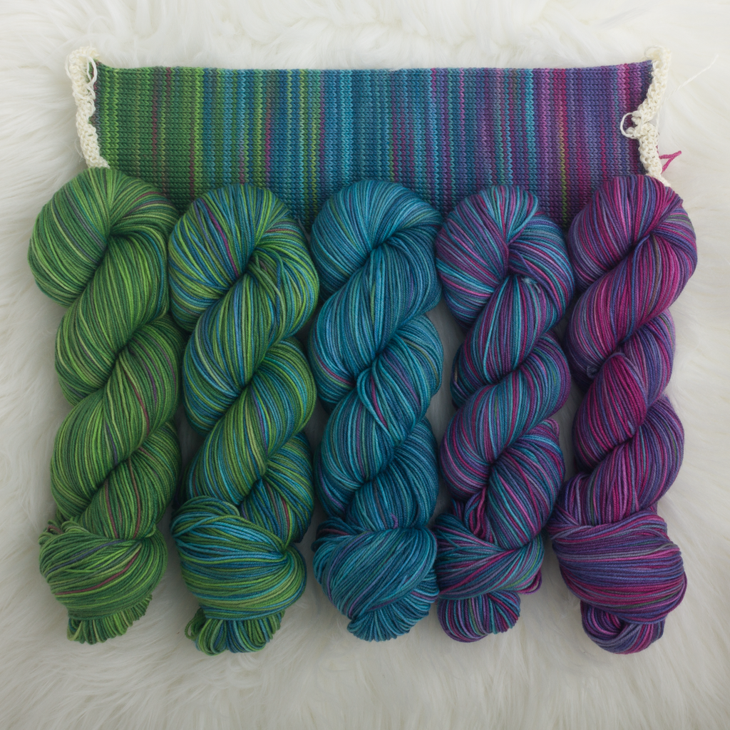 Wildflower fade kit green blue purple knitting