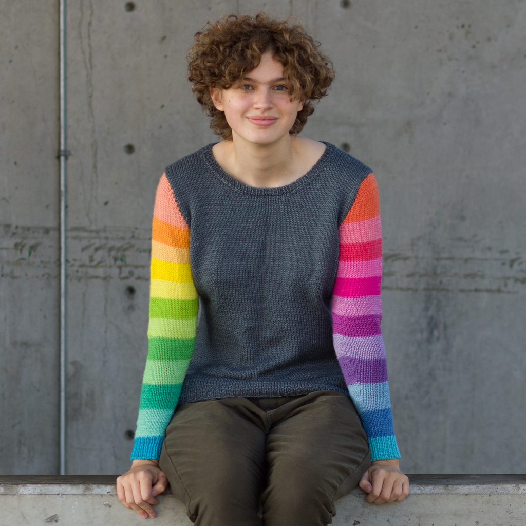 Colourwheel rainbow arms sweater