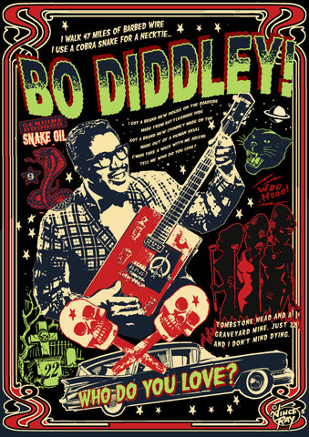 Vince Ray A3 Bo Diddley poster print