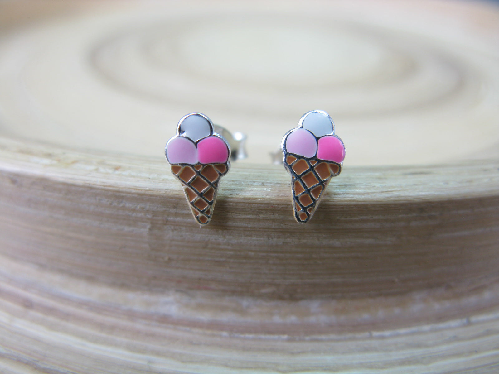 Ice Cream 925 Sterling Silver Stud Earrings | Dragonfly Oxidized 925