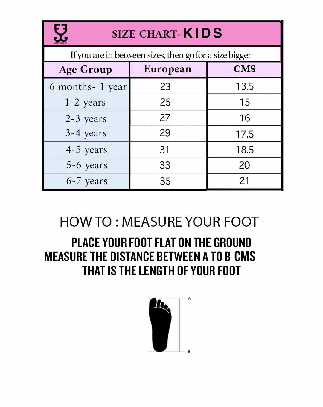 measurement chart for kids