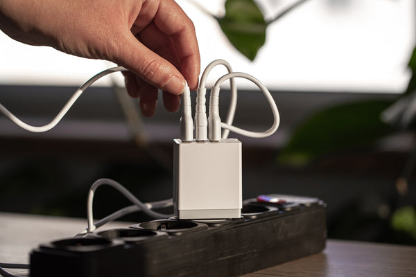 USB charging station in hotel room