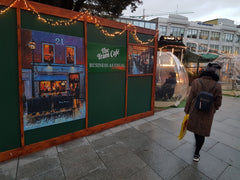 The Tram Cafe with Artwork on the hoarding