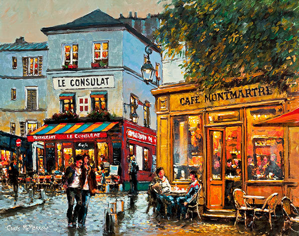 Painting | Print of cafes on streets of Montmartre, Paris, France ...