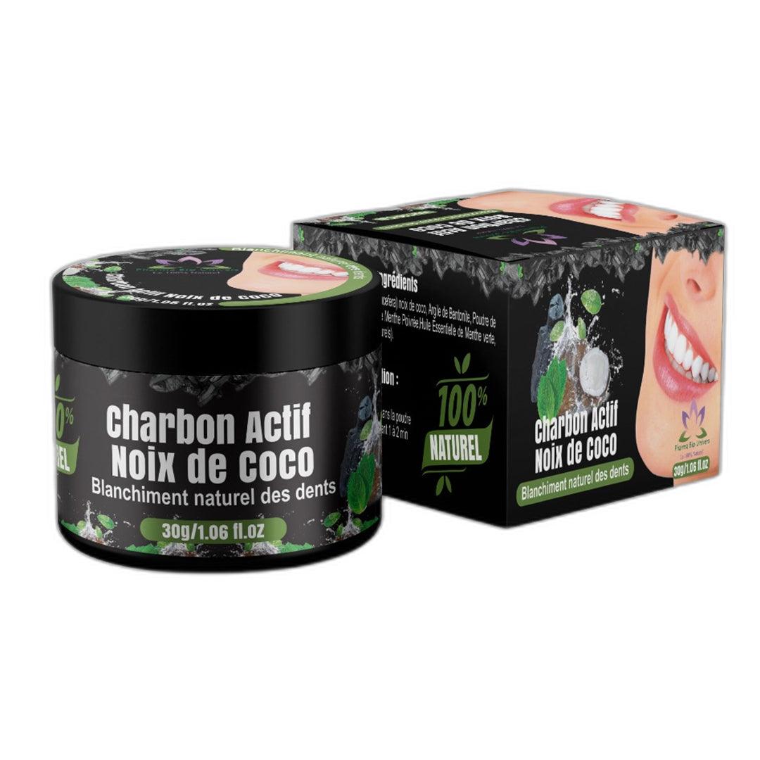Poudre de Blanchiment Dentaire au Charbon Actif de Noix de Coco 100% Naturel