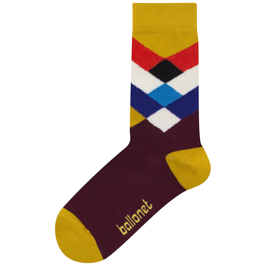 Maroon Topaz Red Argyle Men's Women's Colorful Ballonet Socks ...