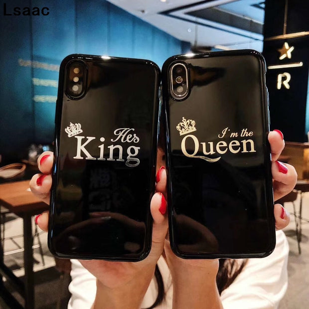 Cartoon Crown Phone Case For Iphone X 8 Plus Letter King Queen